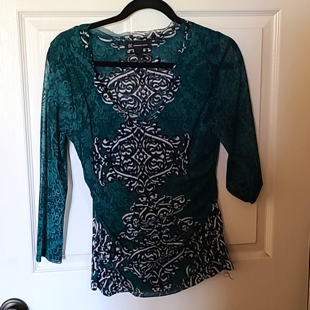 INC forest green lace top